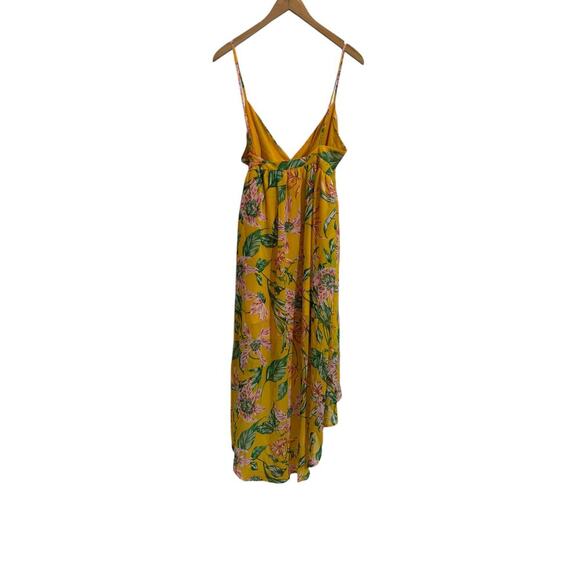 NWT Jealous Tomato Women M Yellow Floral Hi Low Wrap Dress Spring Bright - Picture 1 of 7